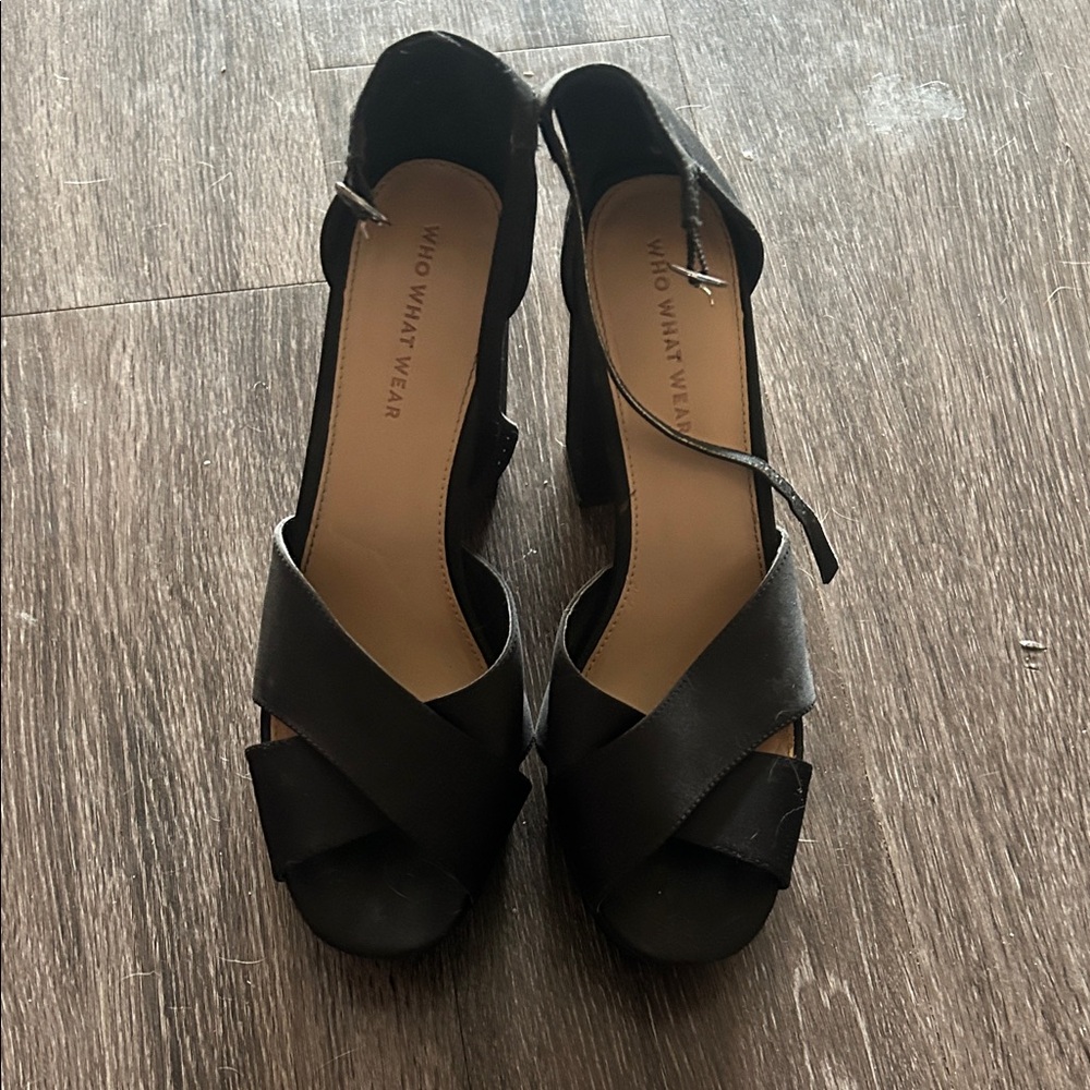 Who What Wear Black Strappy Heels